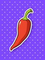 sticker rood pittig heet Chili peper vector