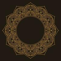 goud mandala ornament ontwerp met een cirkel in de midden- geïsoleerd Aan een donker achtergrond. vector