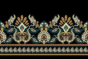 ikat bloemen paisley borduurwerk Aan zwart achtergrond.ikat etnisch oosters patroon traditioneel.azteken stijl abstract vector illustratie.ontwerp voor textuur, stof, kleding, verpakking, decoratie, sarong, sjaal