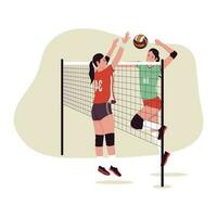 vlak ontwerp van Dames volleybal wedstrijd vector