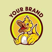 illustratie van geel eend mascotte logo ontwerp vector met cirkel badges welke is gemakkelijk naar gebruik voor allemaal behoeften zo net zo t-shirts, stickers, en allemaal andere bedrijf behoeften.