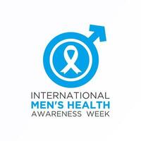 Internationale Mannen Gezondheid bewustzijn week is gevierd elke jaar in de omgeving van de wereld in de midden- van juni. Mannen Gezondheid week vector sjabloon voor banier, groet kaart, poster met achtergrond.