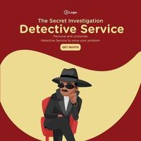 bannerontwerp van geheim onderzoek detective cartoon stijlsjabloon vector