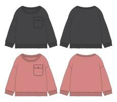 lang mouw sweater zwart en Purper kleur sjabloon voor vrouwen vector