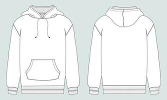 lange mouw hoodie vector illustratie sjabloon voor- en achterkant weergaven