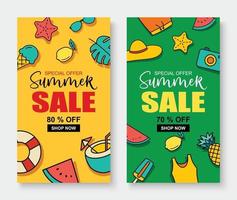 zomer verkoop banner voorbladsjabloon achtergrond zomer korting speciale aanbieding schattig ontwerp vector