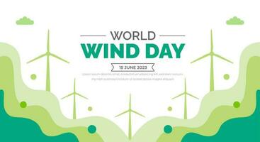 wereld wind dag achtergrond of banier ontwerp sjabloon gevierd in juni. wind typografie en vector illustratie.