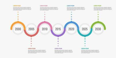 infographic kleurrijk bedrijf tijdlijn gegevens over- 7 jaar. vector illustratie.