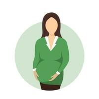 gelukkig zwangerschap concept. tekenfilm gezichtsloos zwanger vrouw. vector illustratie met toekomst moeder