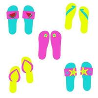 omdraaien flops kleurrijk set. vector illustratie van zomer pantoffel. schattig schoenen verzameling