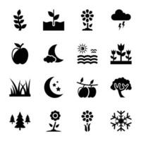 natuur glyph pictogrammen pak vector