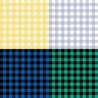 reeks van katoenen stof patroon in geel, Purper blauw, groente, wit en zwart kleur. vector