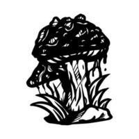 verbazingwekkend vector clip art, uniek druipend icoon groep. zwart en wit champignons vector illustratie. vlak icoon schimmels geïsoleerd Aan wit achtergrond