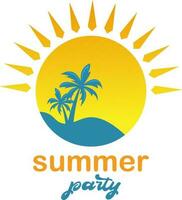 zomer, strand, zon en palm boom logo vector