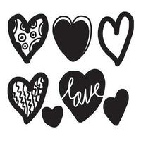 hand getrokken hart vector collectie. liefde symbool pictogram set.valentine hartsymbool.