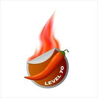 pittig voedsel niveau icoon met oranje vlam. heet oranje Chili teken vector
