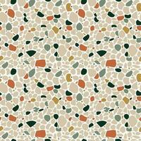 hedendaags abstract naadloos patroon. terrazzo vloeren in neutrale aarde kleuren. realistisch vector structuur van mozaïek- vloer. modieus ontwerp voor afdrukken, muur, tegel, textiel, kleding stof, pakket, omhulsel