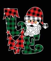 vrolijk Kerstmis liefde de kerstman claus overhemd afdrukken sjabloon, de kerstman claus plaid patroon Kerstmis boom vector illustratie kunst