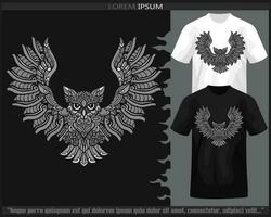 monochroom kleur uil vogel mandala kunsten geïsoleerd Aan zwart en wit t shirt. vector