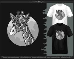 monochroom kleur giraffe hoofd mandala kunsten geïsoleerd Aan zwart en wit t shirt. vector