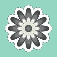 sticker lijn besnoeiing zinnia. verwant naar bloemen symbool. gemakkelijk ontwerp bewerkbaar. gemakkelijk illustratie vector