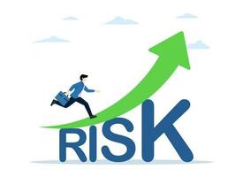 winstgevend riskant investering terugkeer Bedrijfsmiddel concept, hoog risico voorraad markt investering met hoog opbrengst, zelfverzekerd slim investeerder wandelen over- groeit voorraad markt diagram over- woord risico. vector