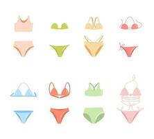 vrouw tekening zwemkleding bikini reeks vector illustratie