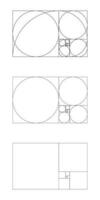 gouden verhouding sjabloon. fibonacci reeks, nummers. gouden proporties verzameling.