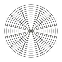 wiel van leven sjabloon. polair rooster van 14 segmenten en 12 concentrisch cirkels. cirkel diagram van levensstijl evenwicht. coaching hulpmiddel. blanco polair diagram papier. vector illustratie.