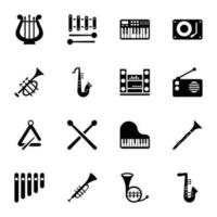 muziek- glyph pictogrammen pak vector