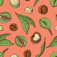 naadloos patroon met macadamia noten. ontwerp voor kleding stof, textiel, behang, verpakking. vector