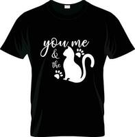 u me en de kat - reeks van hand getekend belettering zinnen Aan zwart achtergrond t shirt. vector eps 10