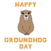 gelukkig groundhog dag ontwerp met schattig bosmarmot. vector illustratie geïsoleerd Aan wit achtergrond