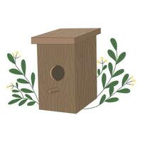 houten vogelhuisje. vlak vector illustratie geïsoleerd Aan een wit achtergrond