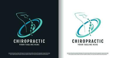 chiropractie logo ontwerp vector met creatief uniek concept premie vector