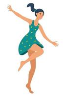 gelukkig meisje springen in een zomerjurk met polka dots vrolijk. zomer concept. geluk en liefde concept. vector