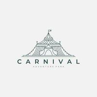 circus tent lijn kunst logo vector illustratie sjabloon ontwerp. carnaval icoon ontwerp