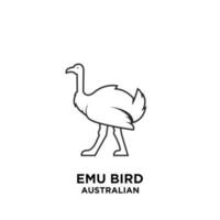 Australische dieren emu vogel lijn vector embleemontwerp pictogram illustratie
