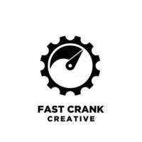 snelle crank creatieve sport fiets motor met snelheidsindicator vector logo pictogram illustratie ontwerp