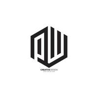 modern zeshoek brief pw negatief ruimte uniek monogram logo. wp logo. pw logo vector