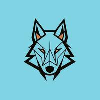 wolf gezicht logo vector isoleren Aan blauw pastel achtergrond