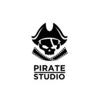 piraat films studio film bioscoop filmproductie logo ontwerp vector pictogram illustratie