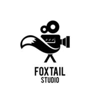 premium fox tail studio filmproductie logo ontwerp vector pictogram illustratie