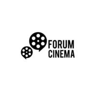 forum bioscoop studio live film streaming productie concept bubble chat met filmmaker logo ontwerp vector pictogram illustratie