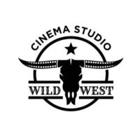 premium longhorn schedel western logo pictogram ontwerp film west film vector