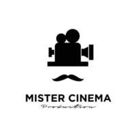 meneer film studio video bioscoop filmproductie logo ontwerp vector pictogram illustratie