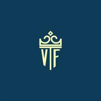 vf eerste monogram schild logo ontwerp voor kroon vector beeld