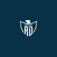 rd eerste monogram logo voor schild met adelaar beeld vector ontwerp