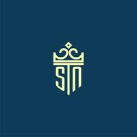 sn eerste monogram schild logo ontwerp voor kroon vector beeld