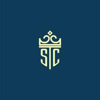 sc eerste monogram schild logo ontwerp voor kroon vector beeld